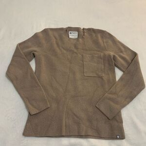 Figs Women's Small Sweater Loungewear Latte Ribbed Pocket Knit Crew Neck PO 1320